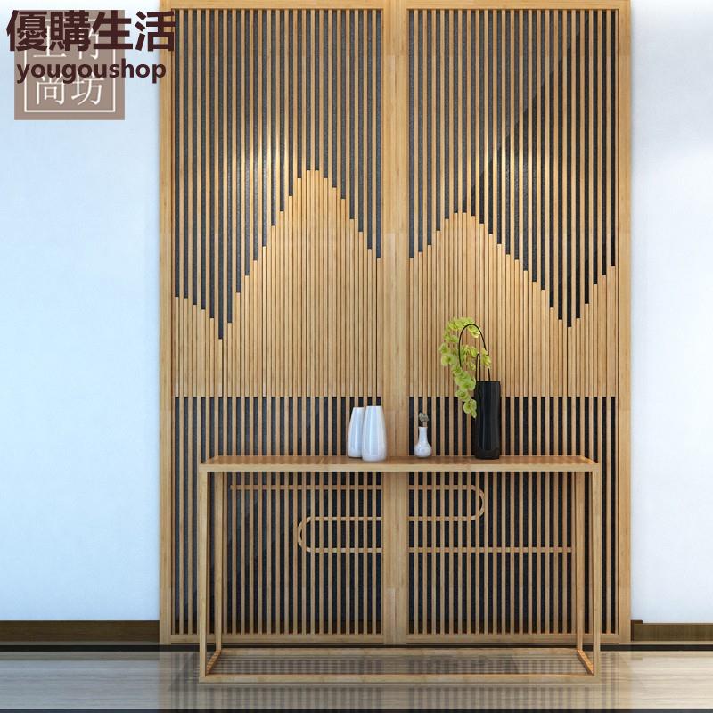 優購生活~定製上竹尚坊中式屏風隔斷客廳入門玄關屏風中式古風背景墻格柵推拉門定製 屏風櫃 屏風 隔間 客廳 玄關櫃 隔板 屏風架訂製 可付費上門安裝