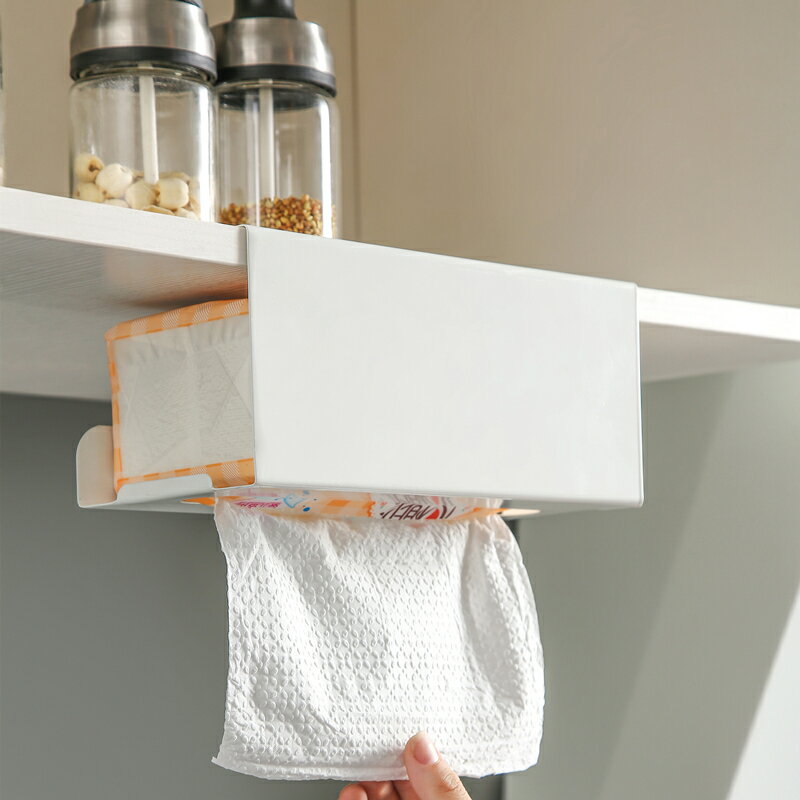 廚房紙巾架免打孔櫥柜餐巾紙壁掛架用紙架倒懸掛抽紙盒收納置物架
