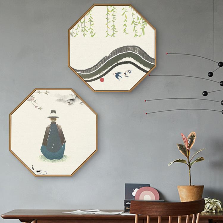新中式餐廳裝飾畫中國風牆畫飯廳客廳飯店牆面壁畫簡約晶瓷掛畫