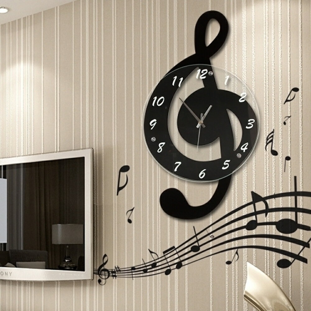 掛鐘 音符北歐客廳家用時尚創意鐘表個性石英裝飾時鐘靜音藝術掛鐘 非凡小鋪