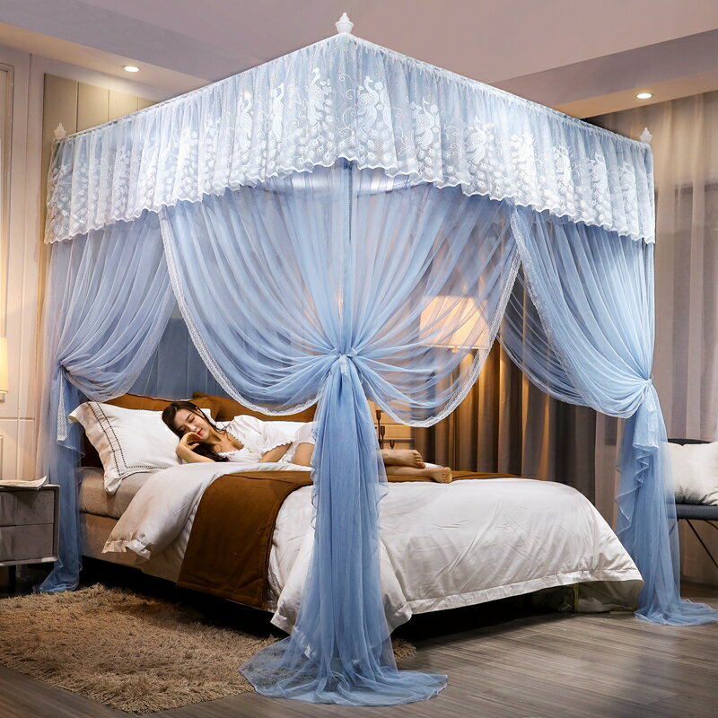 宮廷落地蚊帳1.8m罩帳床帶支架家用1.5米紋賬2加厚加粗歐式公主風