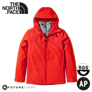 【The North Face 女 FL二件式防水透氣鵝絨外套《粉橘/灰》】4NAH/保暖連帽外套/防潑水/休閒外套
