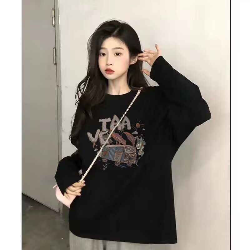 打底衣長袖T恤女復古寬松顯瘦純棉小眾百搭情侶時尚百搭上衣潮秋季新款