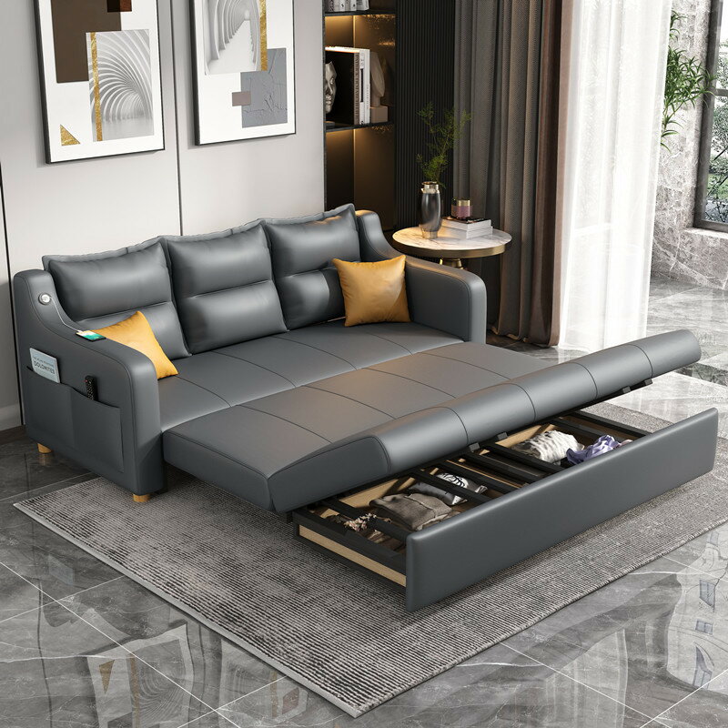 可折疊沙發床多功能兩用懶人經濟型推拉伸縮儲物客廳小戶型科技布