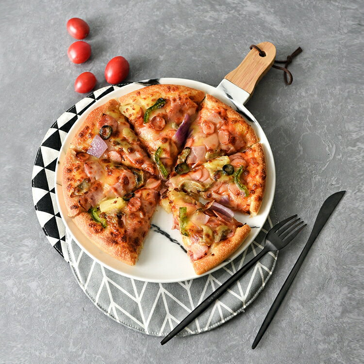 北歐大理石西餐盤平盤木質披薩板托盤沙拉水果點心盤子創意餐具 居家物語
