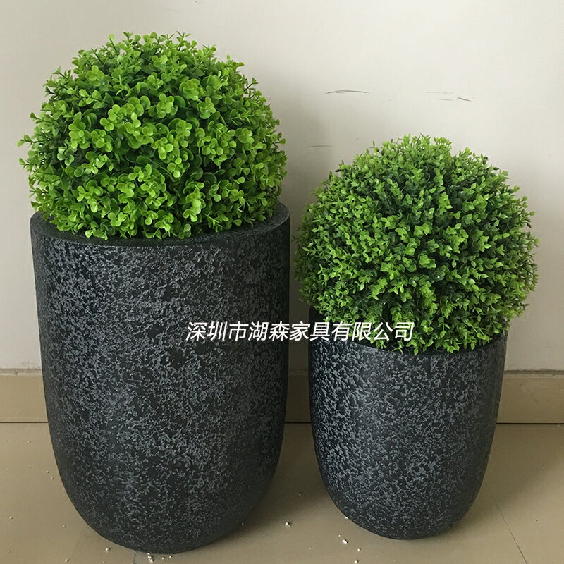 戶外防水玻璃鋼落地大花盆砂巖水泥色花瓶商場酒店綠植擺件裝飾品