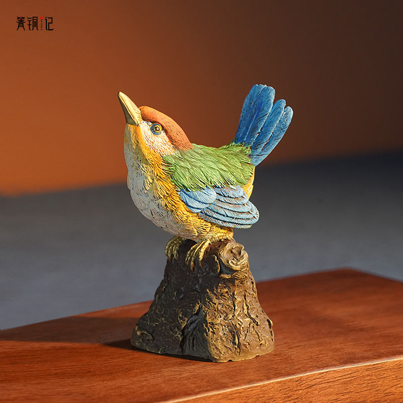 裝飾品 手辦 擺件 全銅臻品喜鵲黃銅擺件家居裝飾品客廳玄關辦公室書桌臥室喬遷新居 八折減免 特價出 可開發票