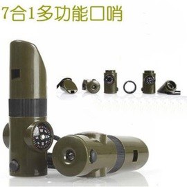 七合一多功能口哨 LED燈 指南 放大鏡 反光鏡 溫度計 密封倉 用品-5201006