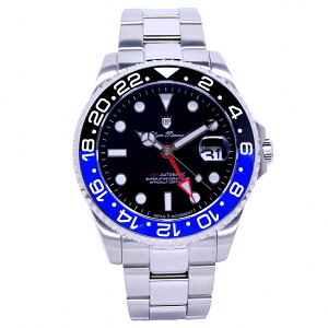 Olym Pianus 奧柏表 限量水鬼GMT超強夜光運動型機械腕錶/43mm-藍黑框-899831.4AG4S