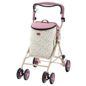 日本利其爾Richell購物步行車CT型-花漾粉-帶輪型助步車/步行輔助車/散步車/助行椅