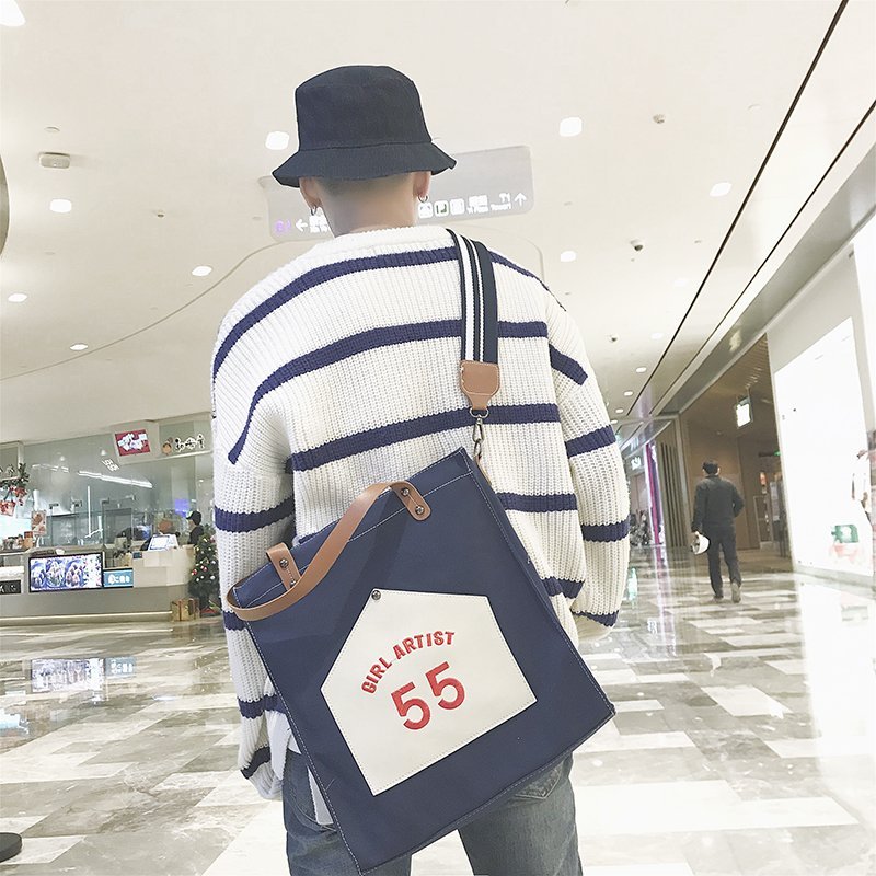 FINDSENSE品牌 韓國 新款 百搭 時尚 文藝 字母數字 手提包 側背包 斜跨包 旅行包 潮流