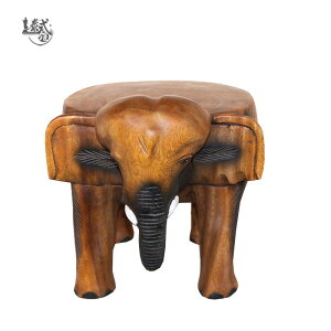 泰國實木大象凳子創意動物木雕兒童凳可愛穿鞋小板凳門口換鞋凳子