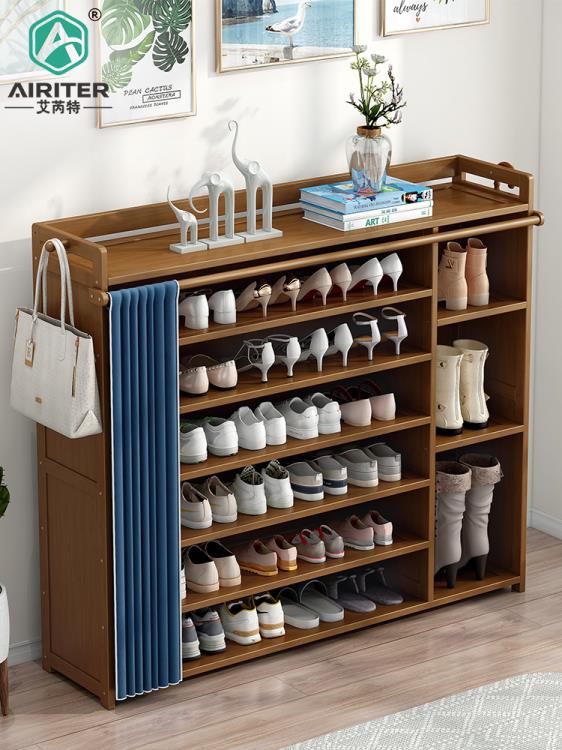 鞋架子家用經濟型室內好看簡易門口收納神器實木多層防塵布藝鞋櫃