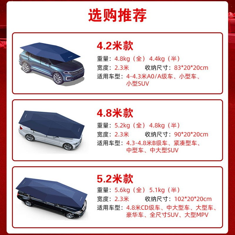 汽車全自動車衣車罩智能遙控 車頂折疊遮陽傘防曬罩隔熱車棚suv蓬 1