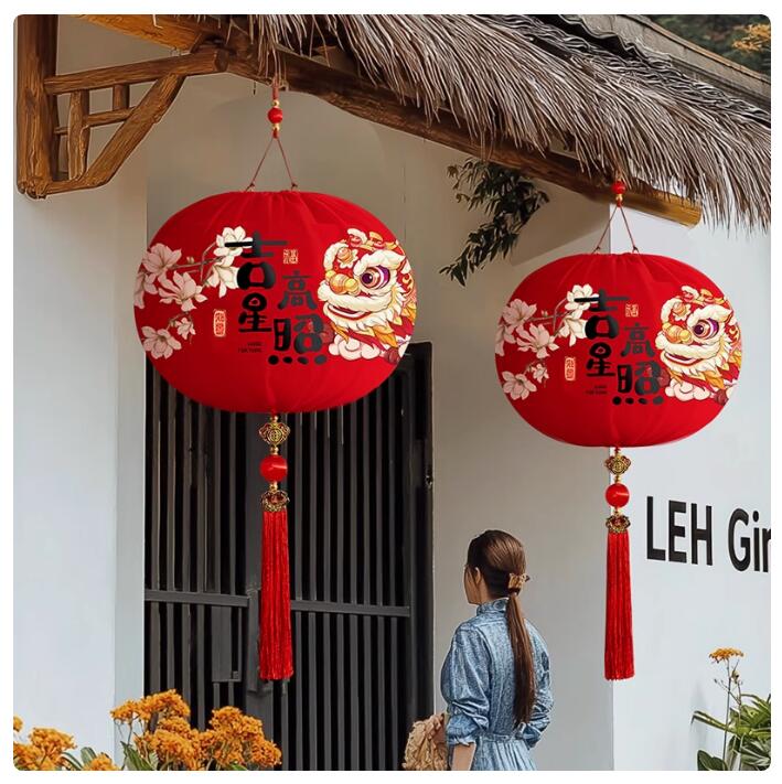 大紅燈籠新款2025大門口一對免插電戶外陽臺掛飾過年新年春節宮燈【繁星小鎮】