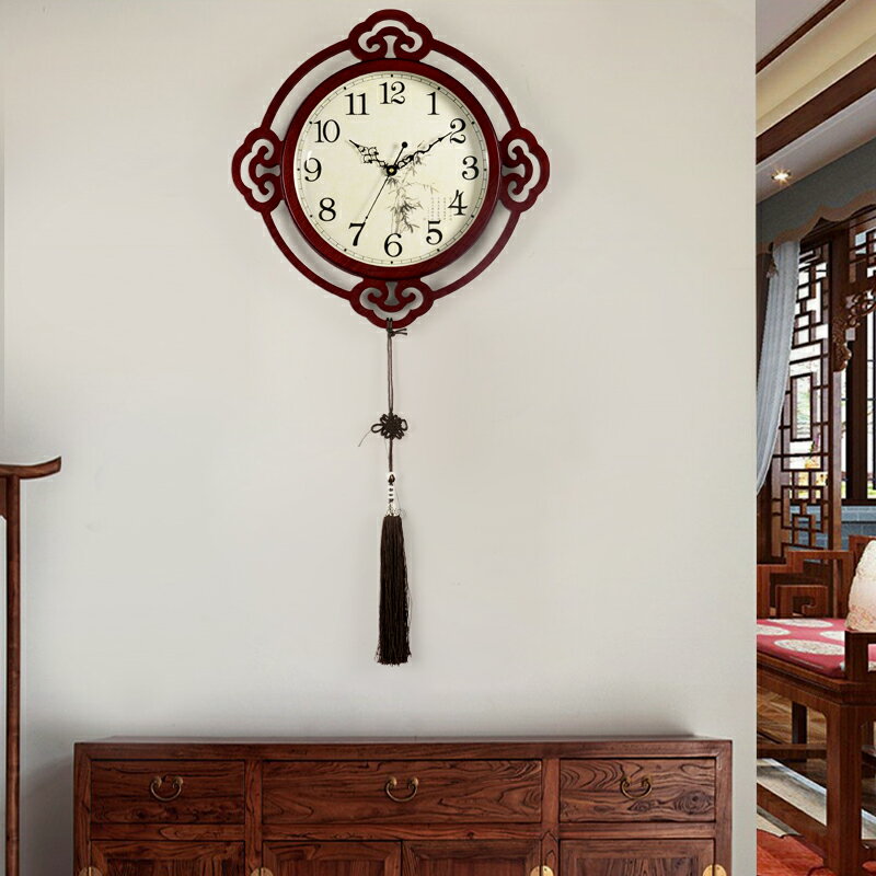漢時新中式客廳掛鐘鐘表靜音掛表創意時鐘個性裝飾家用壁鐘HW702