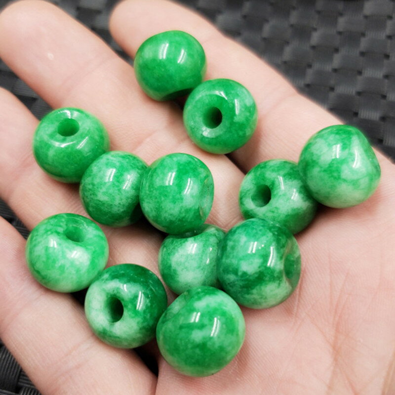 新款精美天然玉石翠玉幹青蘋果珠吊墜陽綠路路通吊墜蘋果珠散珠