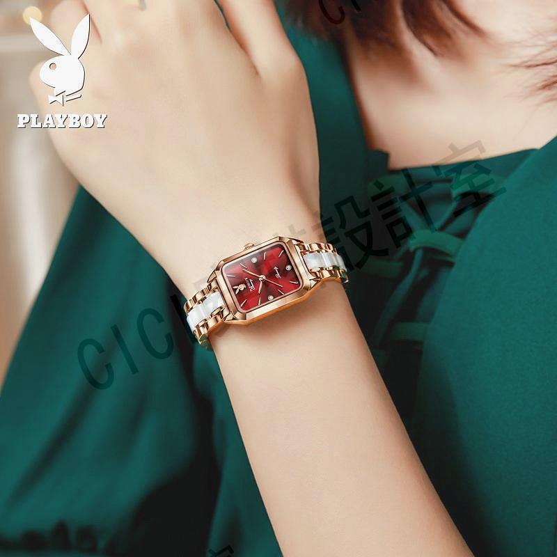 PLAYBOY 名牌手錶 2050(+原裝盒子）  石英錶 時尚小綠表 禮物首選 女士手錶【亞德機械五金家居】 1