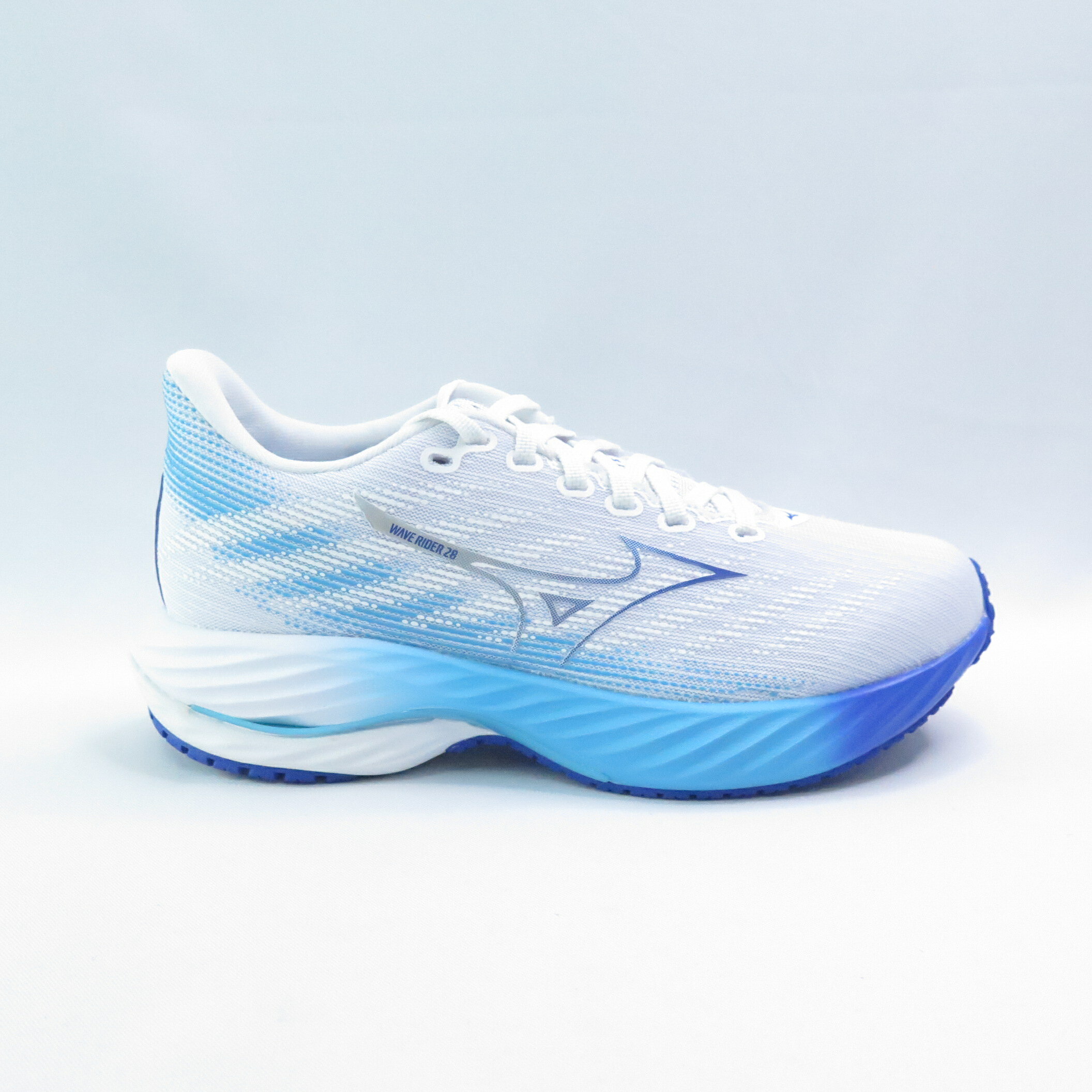 Mizuno J1GD240621 WAVE RIDER 28 SW 女慢跑鞋 4E超寬楦 白x藍【iSport愛運動】