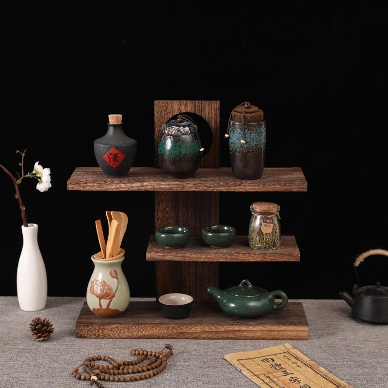 茶水架 【清倉】博古架新中式桌面實木多層茶架茶具置物架擺件收納茶杯架