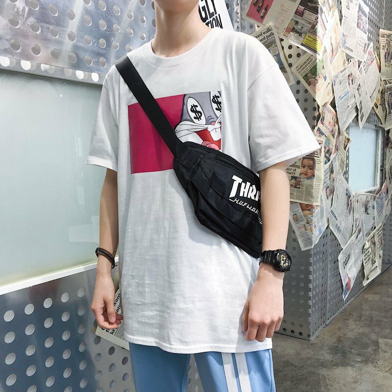FINDSENSE G6 韓國時尚 財迷兔趣味印花T恤 休閒寬鬆短袖T恤
