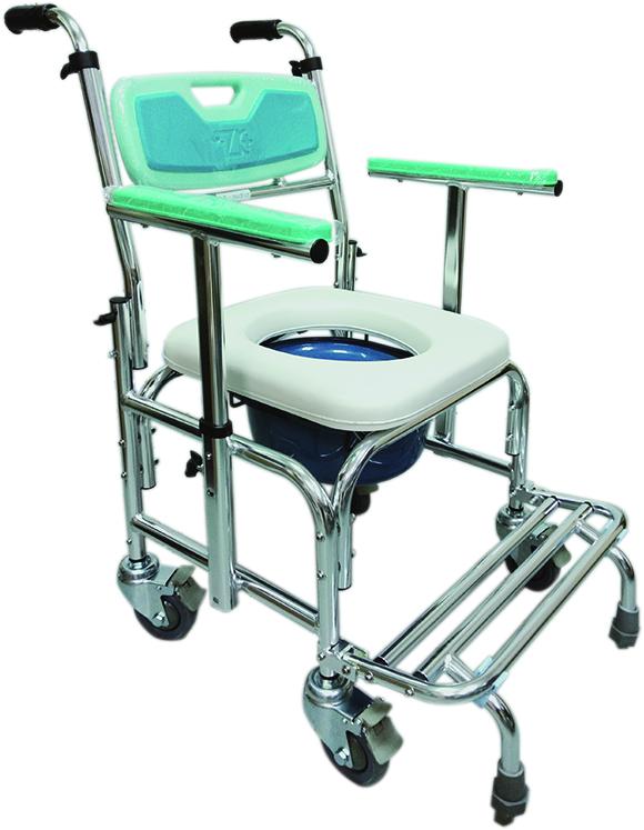 便椅 鋁合金扶手升降+防傾桿FZK-4306白軟