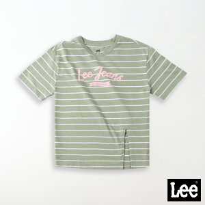 Lee 開岔設計條紋短袖T恤 女 Modern 灰湖綠