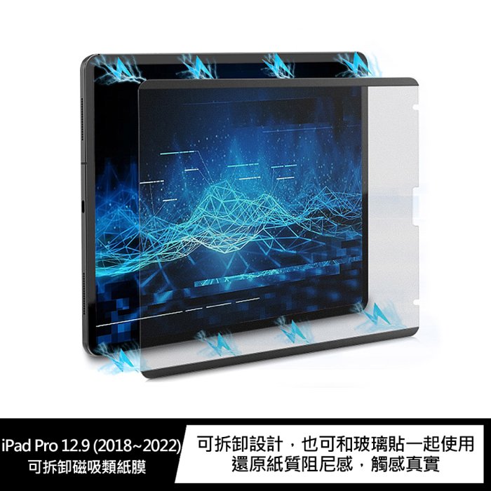 AOYi Apple iPad Pro 12.9 (2018~2022) 可拆卸磁吸類紙膜 可水洗的保護膜!【APP下單4%點數回饋】