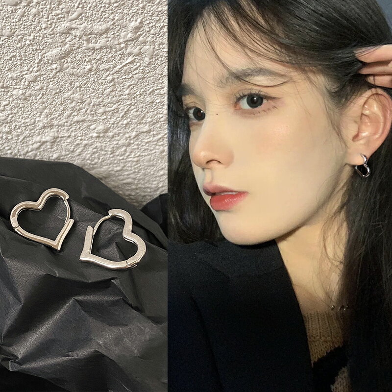 法式愛心耳環小眾設計感韓國氣質復古高級耳飾女時尚個性心形耳扣