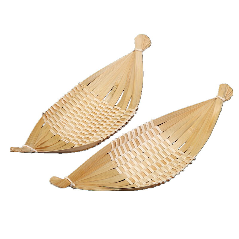 刺身裝飾品竹編盤點心羊角天婦羅炸物籃水果盛器盤油炸竹制籃子碟 4