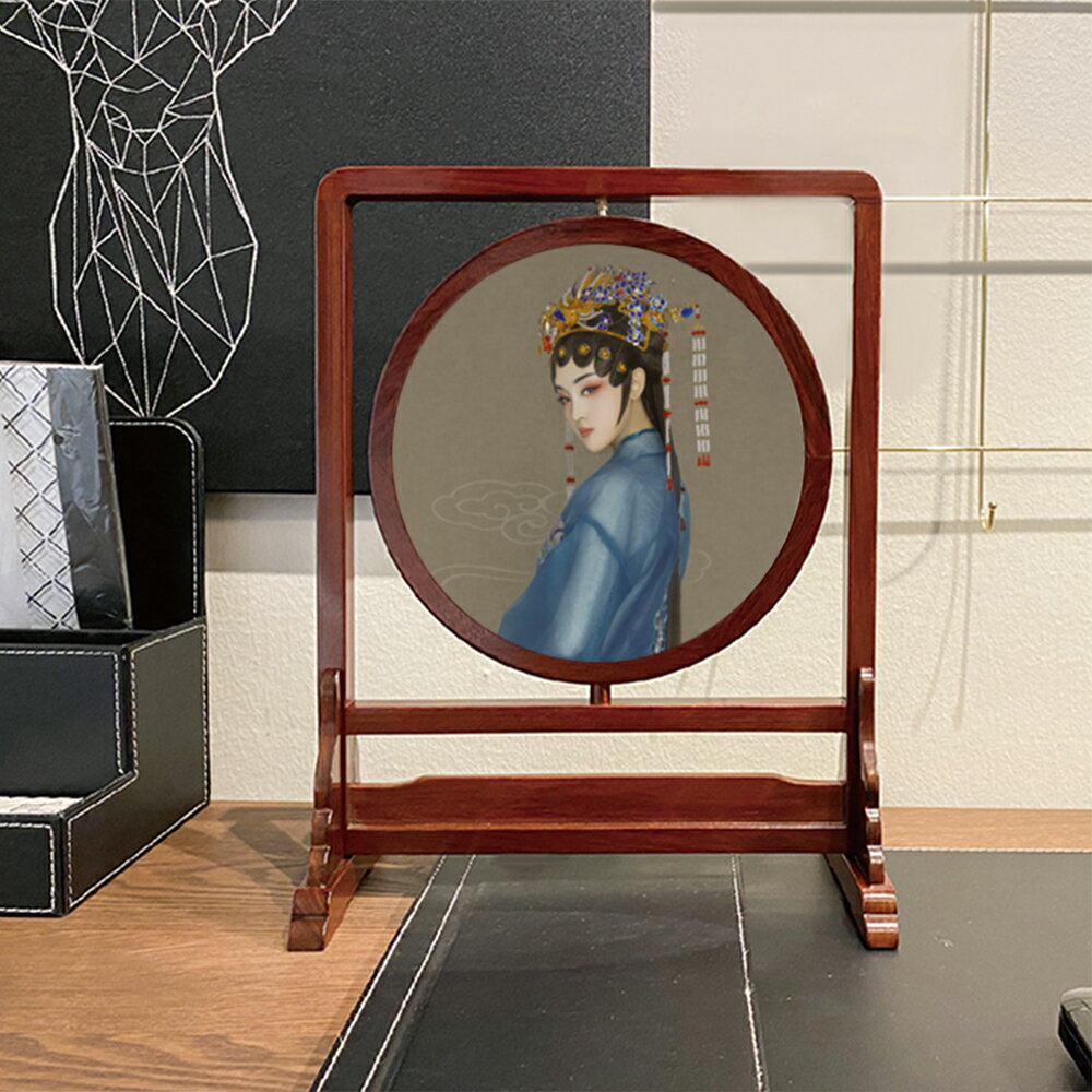 中式實木中國風婚紗照寫真照片擺臺雙面旋轉 新婚房裝飾擺件禮品 1