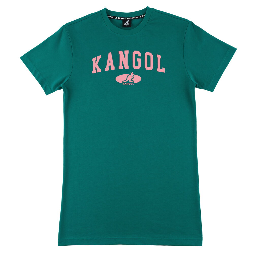 【滿額現折300】KANGOL 洋裝 綠 粉LOGO 長版 連身裙 短袖 長T 女 6322158270