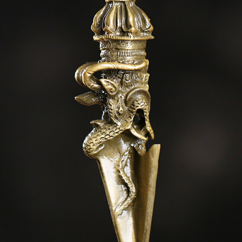 尼泊爾工藝穢跡金剛杵藏式供奉三面普巴金剛橛降魔杵帶底座擺件| 銀聯網