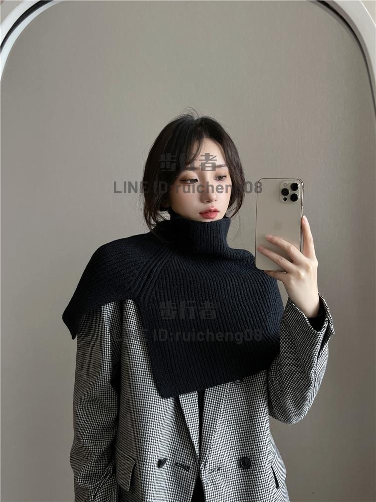 圍巾女冬季新款時尚外搭套頭圍脖女純色韓系百搭脖套毛針織披肩【步行者戶外生活館】
