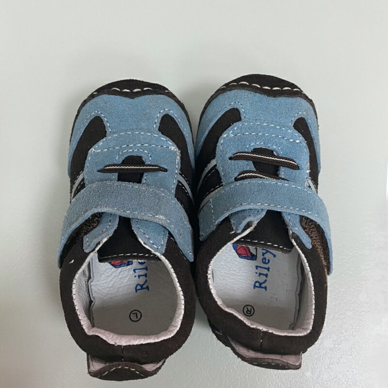 美國 Rileyroos 手工真皮無毒學步鞋/童鞋/寶寶鞋/嬰兒鞋_ 水藍咖啡運動型R-3（福利品）