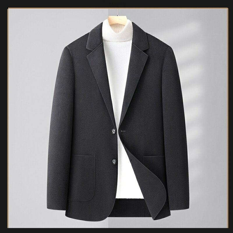 西裝外套休閒西服-手工縫製羊毛雙面呢男外套3色74hg31【獨家進口】【米蘭精品】