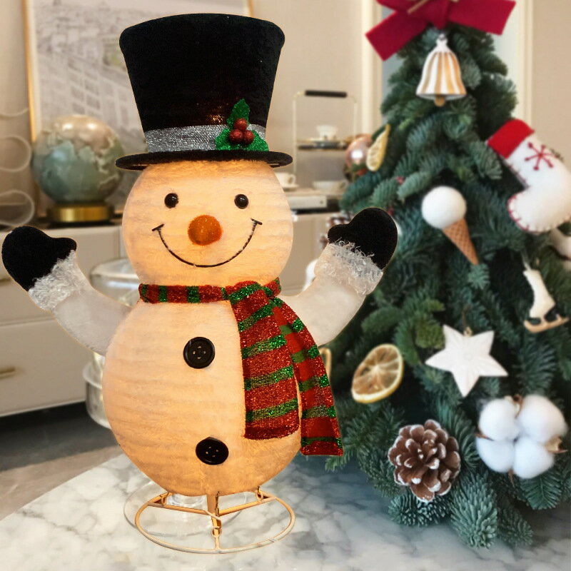 聖誕節櫥窗場景佈置裝飾雪人公仔擺件折疊伸縮節日裝飾品娃娃禮物 雙11全館免運