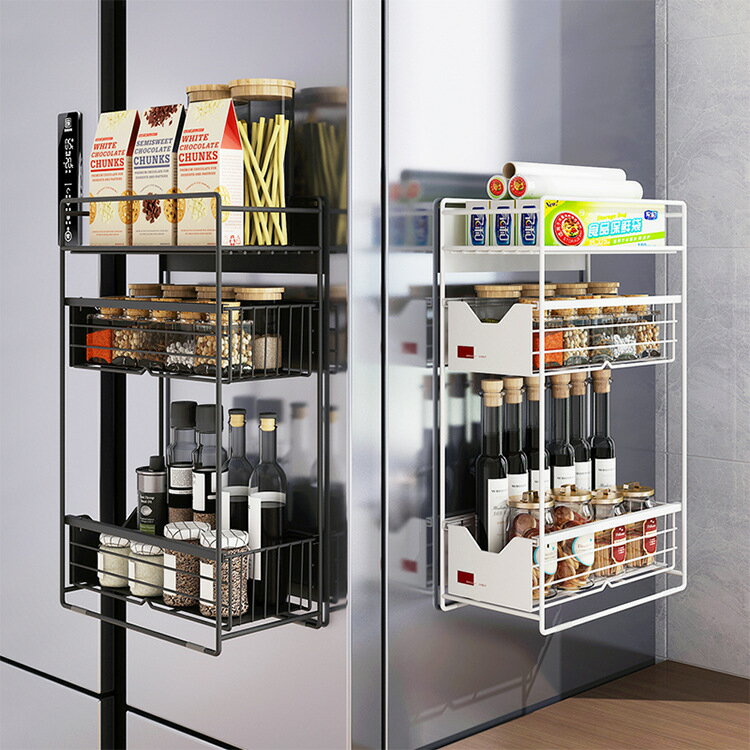 開發票 冰箱置物架廚房用品冰箱磁吸側壁掛架可抽拉家用卷紙保鮮膜收納架 快速出貨