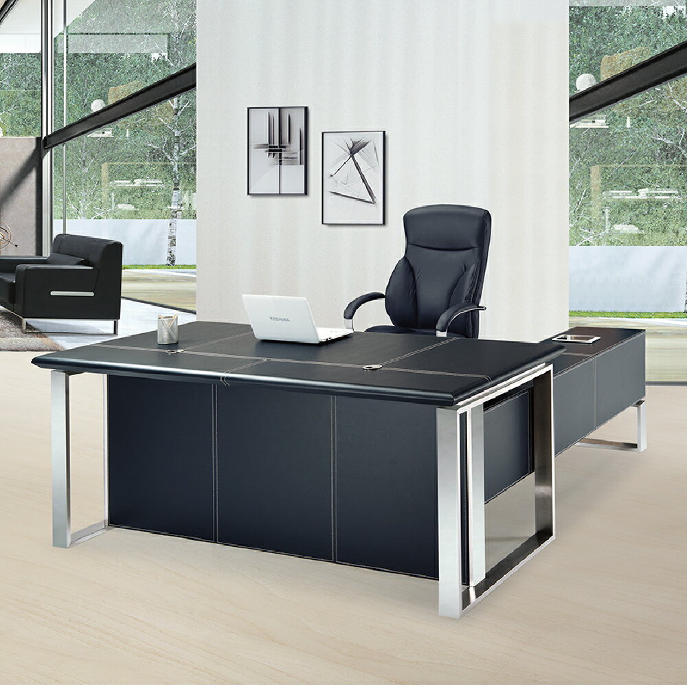 【 IS空間美學 】6.5尺邦德凱優質馬鞍皮主管桌整組(2023B-117-1) 辦公桌/電腦桌/會議桌