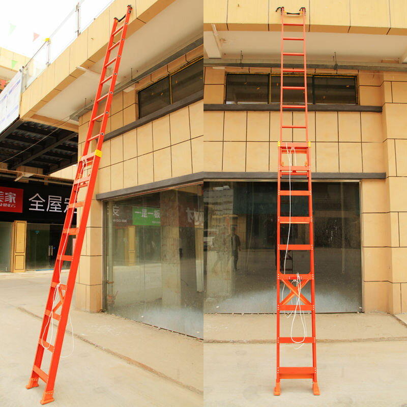梯子 工程伸縮梯便攜鋁合金升降梯子戶外681012單面加厚