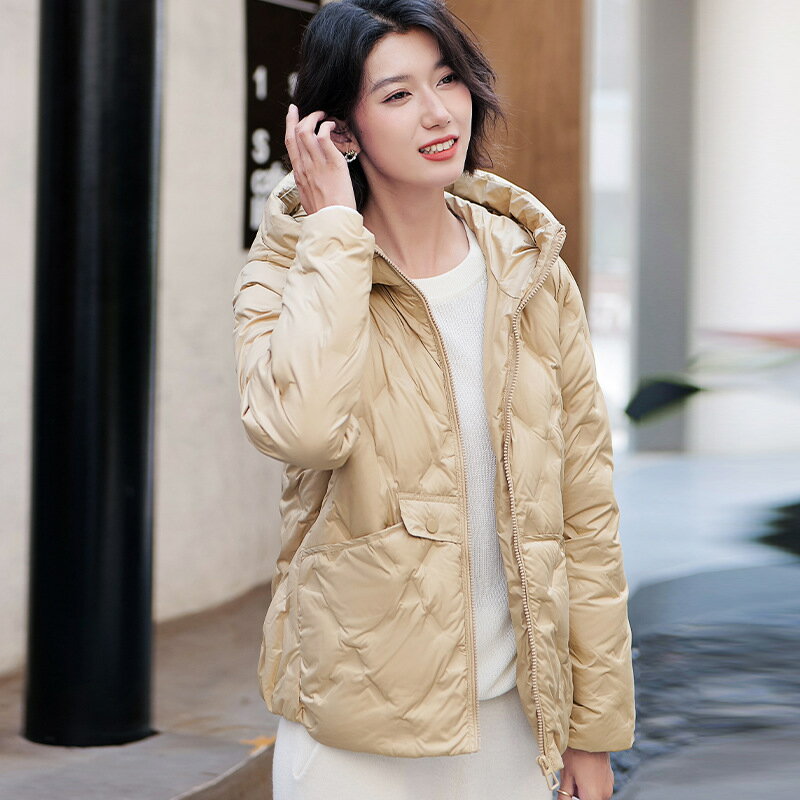 輕薄羽絨服女款連帽簡約韓版時尚短小個子冬季外套潮