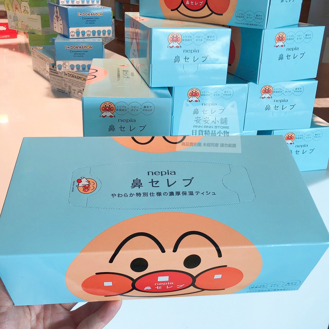 日本原裝 Nepia麵包超人加厚面紙360 張 高級盒裝面紙 100%原生紙漿 無螢光劑 日本製造 限量空運抵台