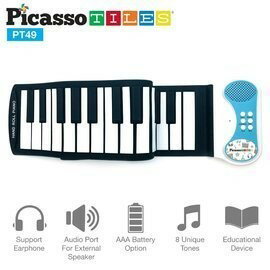 美國畢卡索PicassoTiles PT49 智慧便攜式手捲電子琴 – 八種音色，六首示範演奏曲