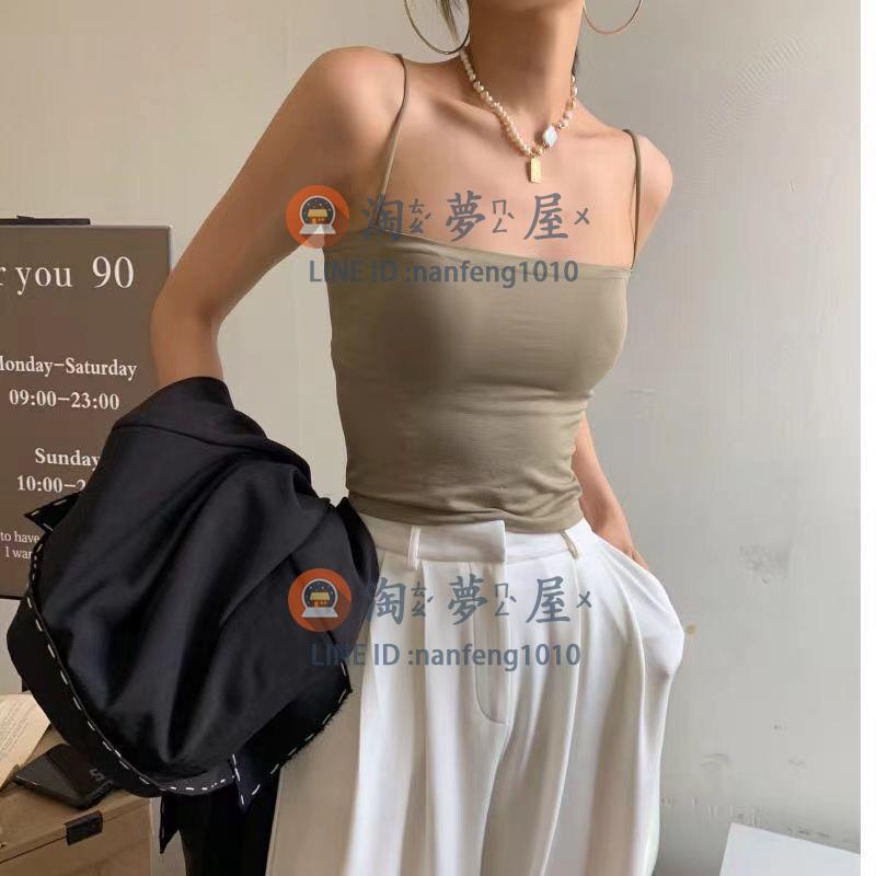 吊帶小背心女內搭打底外 美背一體帶胸墊抹胸上衣百搭夏【少女顏究院】【淘夢屋】