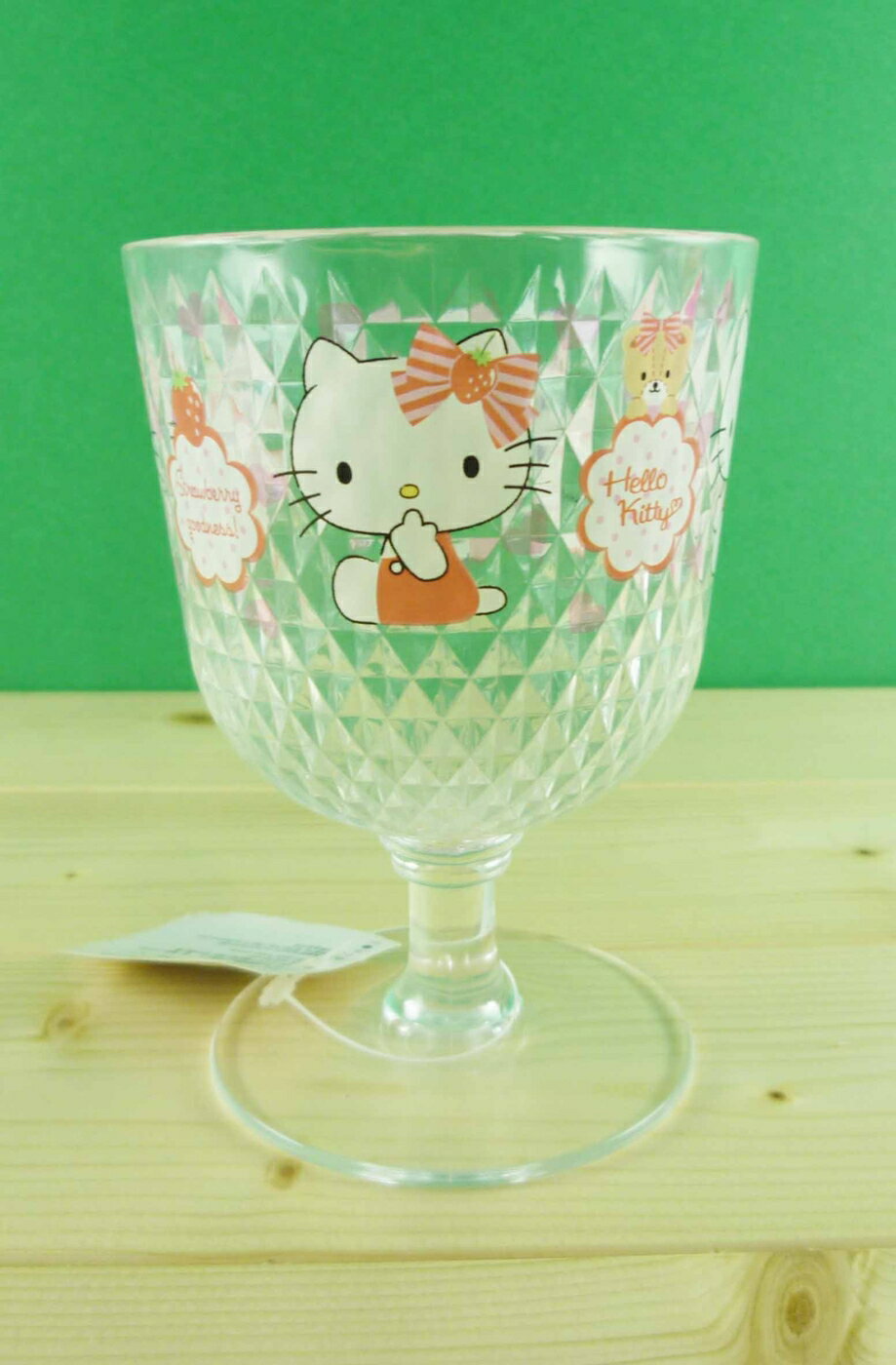 【震撼精品百貨】Hello Kitty 凱蒂貓 透明高腳杯 草莓 震撼日式精品百貨