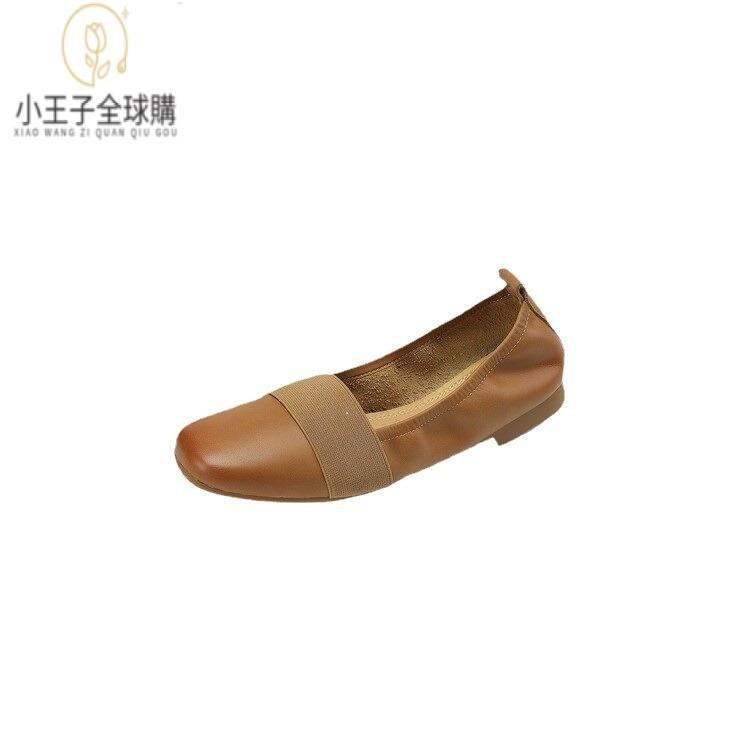 【公司現貨速發】免運 開發票 小短靴 堆堆靴 真皮女鞋 羊皮鞋 小皮鞋 樂福鞋現貨春季新款圓頭低跟復古簡約耙耙鞋裡外全皮休閑胖腳單鞋女 定製