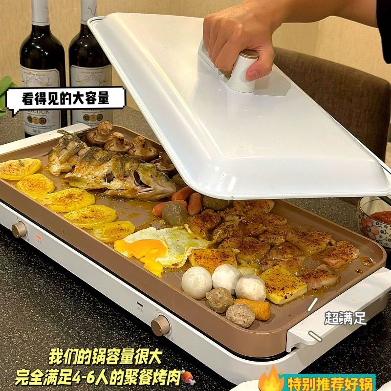COYA聚嗨爐德國家用多功能分體式無煙烤肉電烤盤拆卸可拆洗燒烤盤-享樂