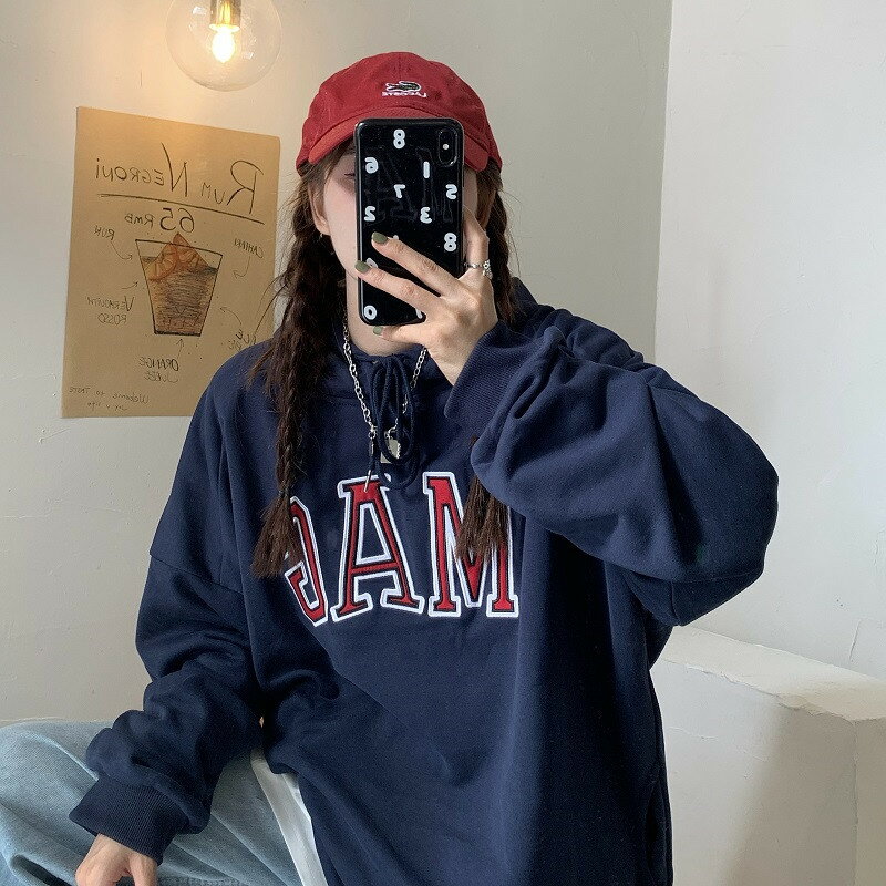 超火cec衛衣女春秋oversize薄款連帽外套潮寬松bf慵懶風上衣