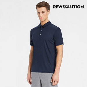 【Rewoolution】 23 男Sport 190gr FLIP 短袖POLO衫(海軍藍) 羊毛衣 |REIA1MC11156