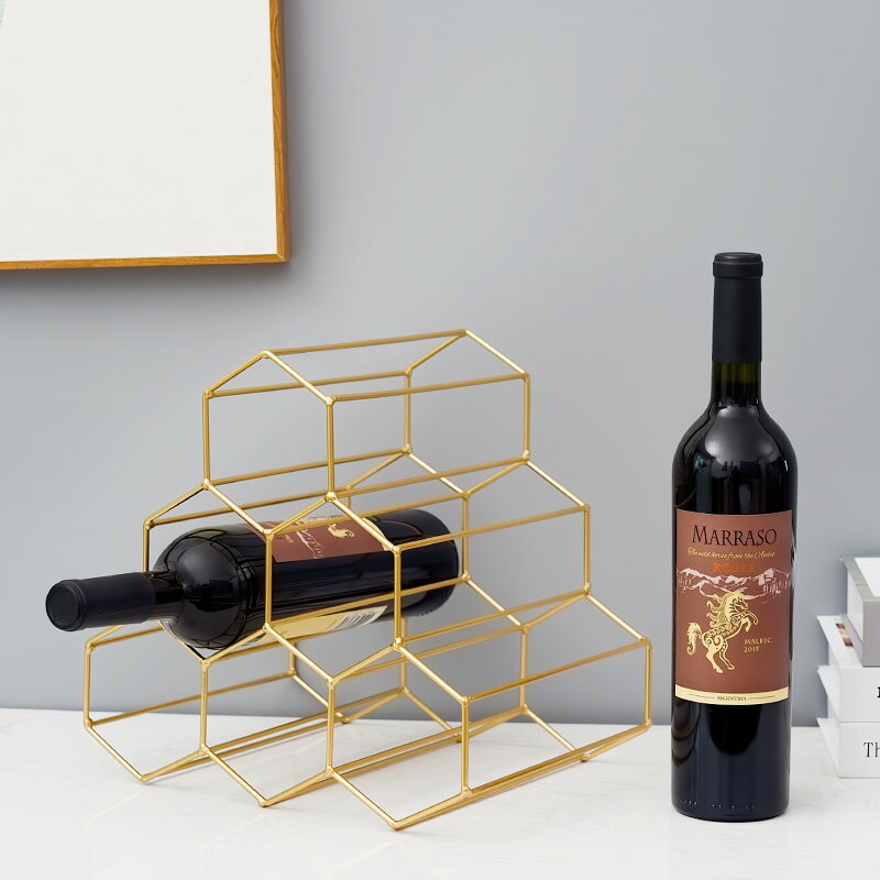 現代簡約創意鐵藝紅酒架 餐廳酒架 葡萄酒瓶展示架 酒格 酒櫃